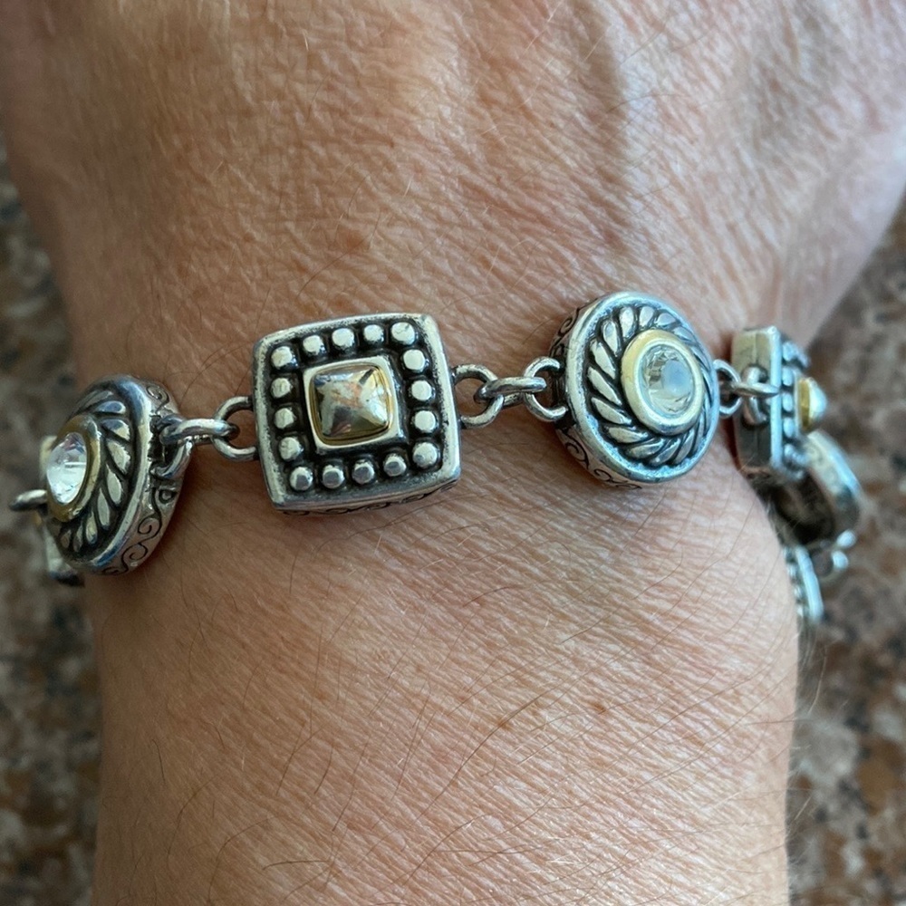 Brighton vintage silver and‎ gold Heiress link bracelet with crystal insets